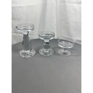 (3) Heavy Glass Candle Holder Set, Tumbler Size